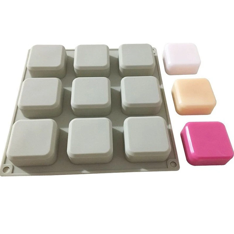 [E] 9 Cavity Soap Molds Silicone Mold For Making Handmade Soap Lotion Bar Square Rectangle Reusable Silicone Soap Making Molds