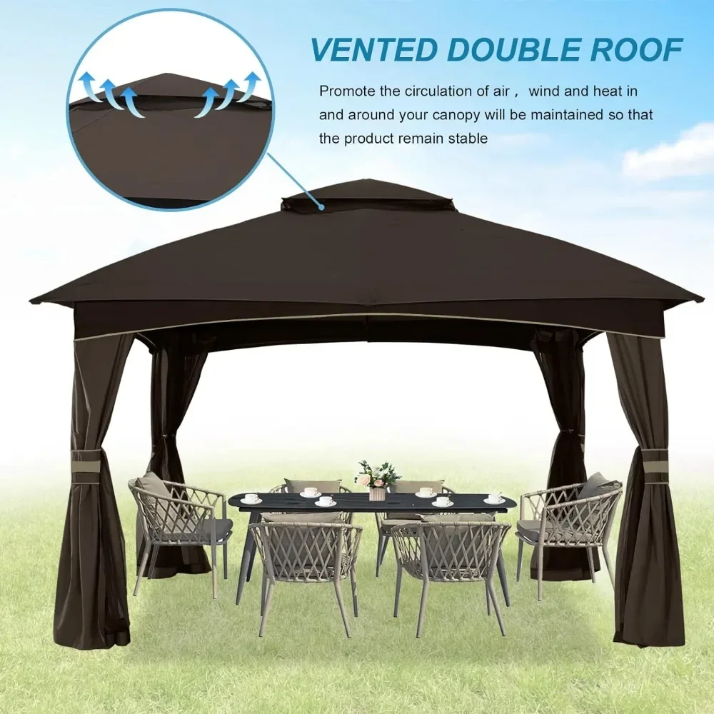 Imagem -04 - Toldo ao ar Livre para Pátio Gazebo Atualizar Steel Frame e Netting Walls Folding Canopy Tent Casa 10x12