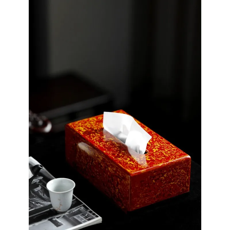 

Red sandalwood large paint tissue box solid wood household living room pumping carton