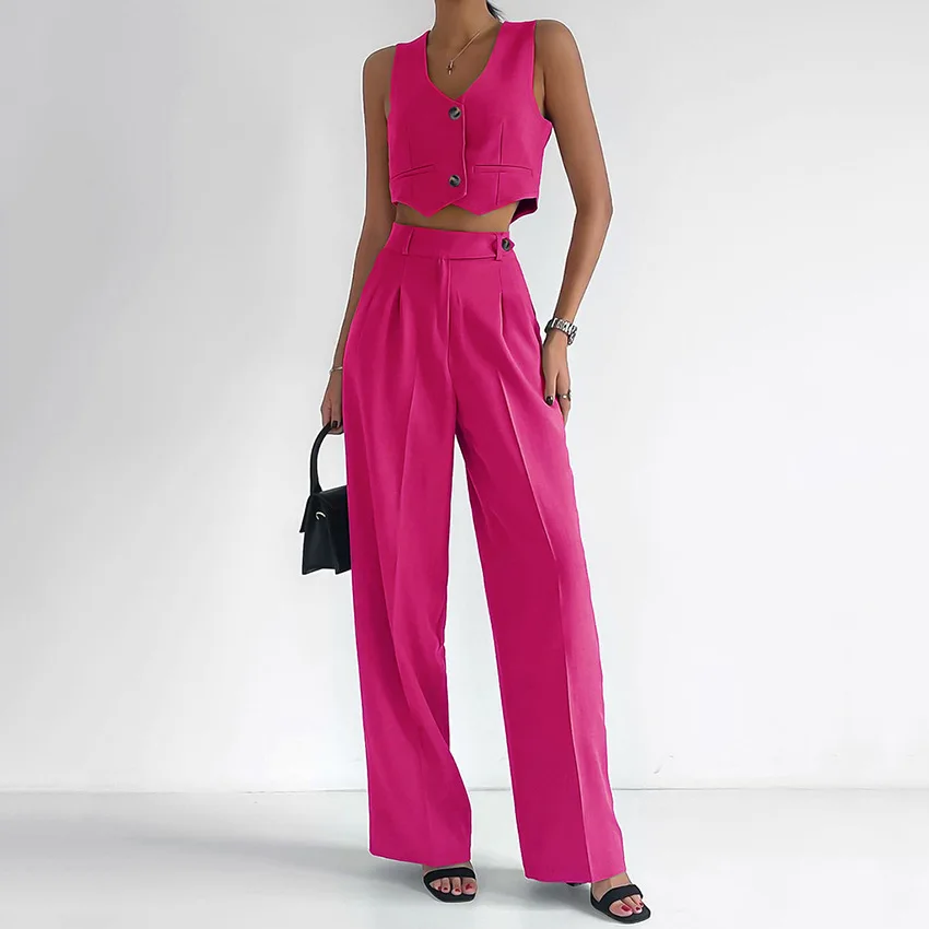 

2025 summer new suit slim vest sleeveless top straight trousers Z426