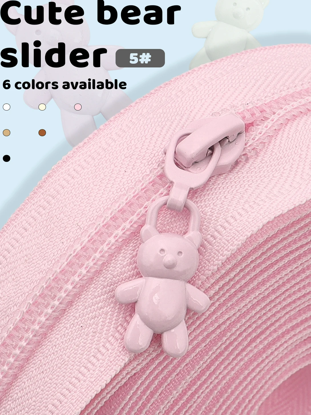 ziper-de-nylon-cor-pura-com-fecho-45m-10-puxadores-ursinho-gordinho-acessorios-de-costura-domestica-e-diy