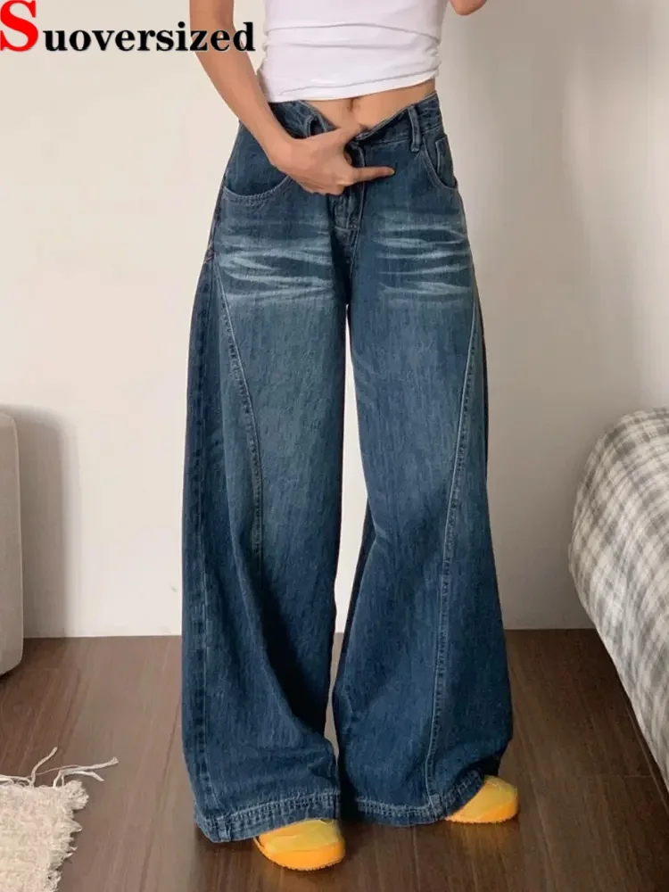 

Бархатные утепленные модные винтажные джинсы, уличная одежда, женские повседневные теплые брюки Vaqueros в стиле ретро, мешковатые широкие джинсовые брюки с высокой талией