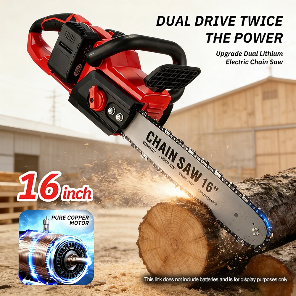 

Cordless Chain Saw 16-inch Brushless Portable Electric Saw Large Logging Saw for Tree Felling Rechargeable Pruning Saw
