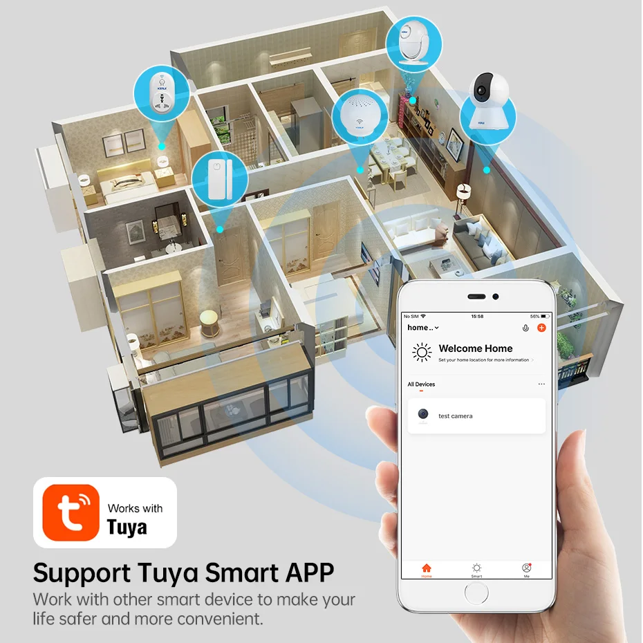 KERUI-minicámara IP inteligente Tuya de 5MP, videocámara inalámbrica para interiores, con WiFi, detección humana por Ia, vigilancia CCTV, seguimiento automático