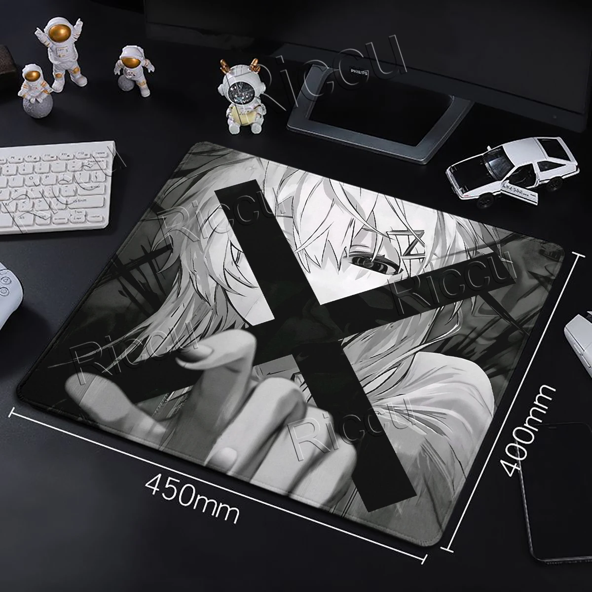 Anime Girls Mouse Pad Black White Aesthetics Office Table Mats Gamer Computer Rubber Anti-slip Mousepad Small E-Sports Desk Pads view 3