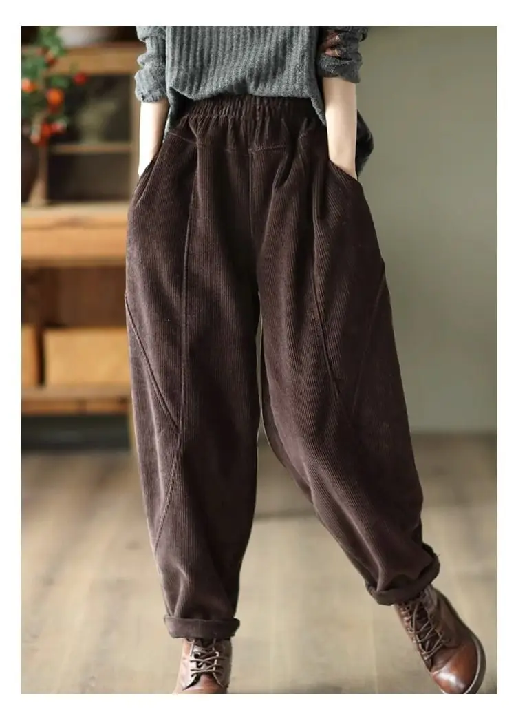 Chenille Velvet Thickened Versatile Casual Pants for Women Autumn Winter New Loose Spliced Harem Pants Female Solid Warm Trouser