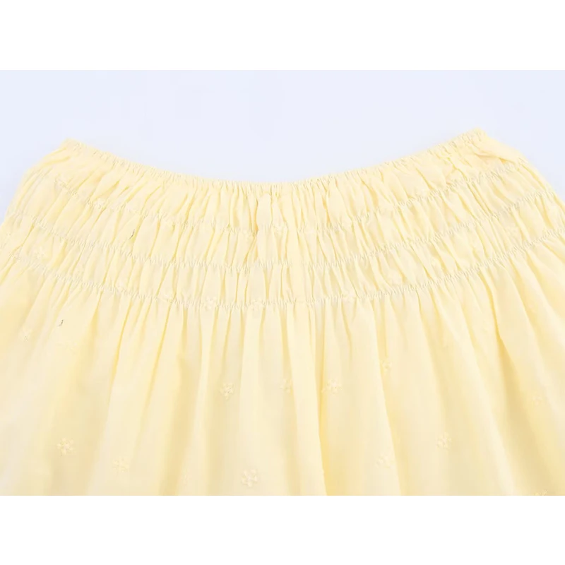 YENKYE New 2025 탄성 높은 허리 수 놓은 반바지 여성 노란색 휴일 캐주얼 여름 pantalones cortos