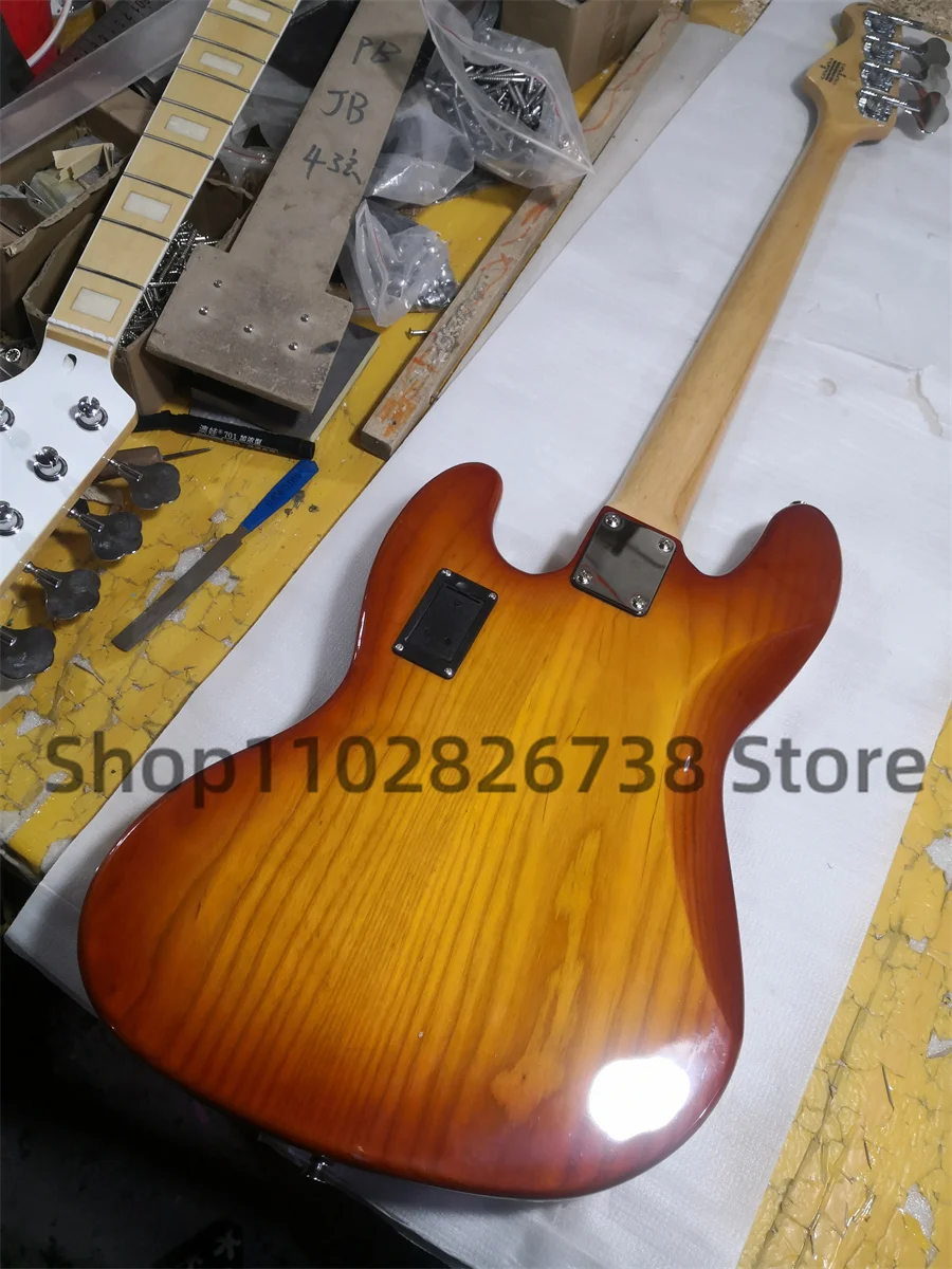 4 String electric bass BACCH bass Ash wood body Burl Maple top Maple fingerboard High quality bridge acrylic boardfactory custom