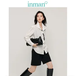 INMAN Casual Shirts two wearing styles collar 2024 Autumn Women's blouses cotton Commuter long-sleeved loose tops