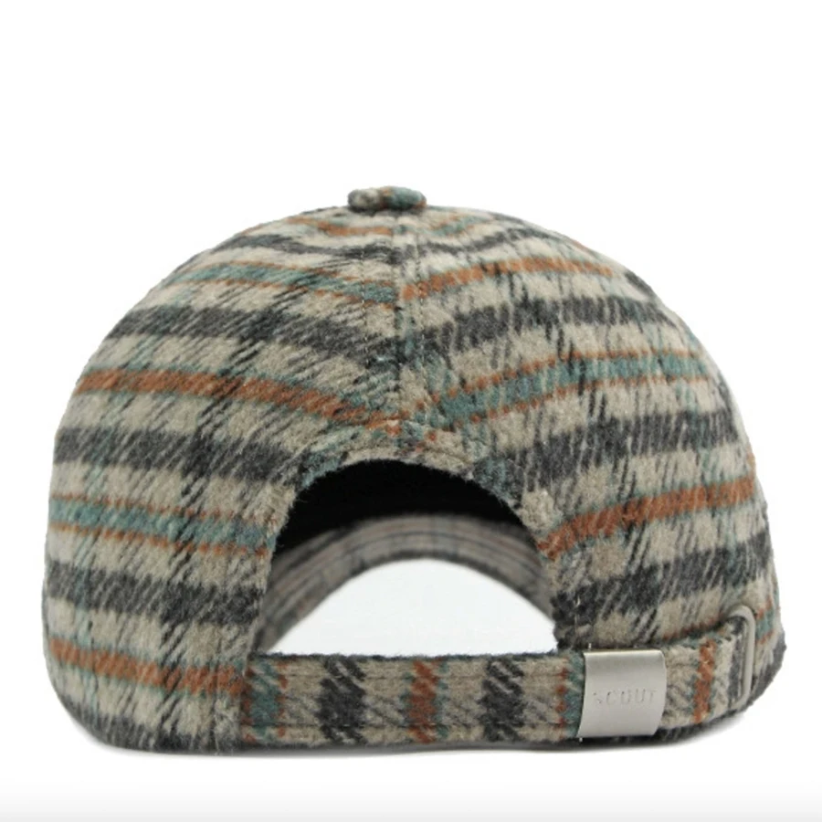 Thick Windproof Wool Check Baseball Cap Truckers Hat Outdoor Winter Structured Plaid Checked Print for Men Women Keep Warm