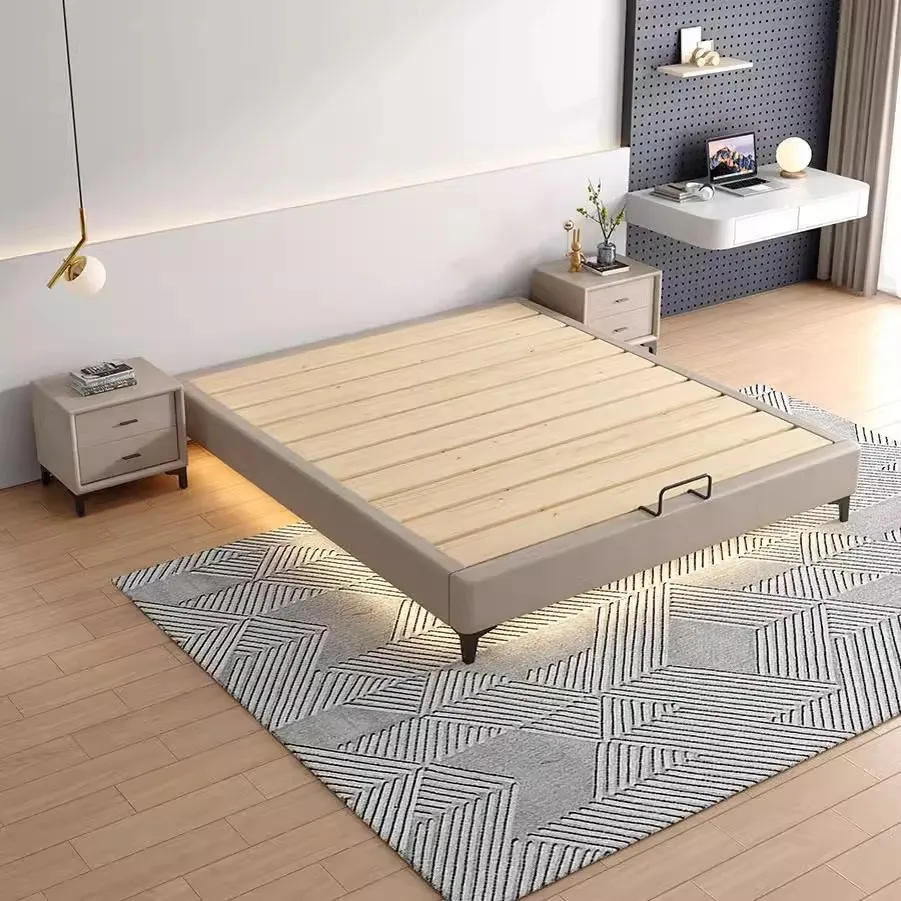 No bedside bed shelf row skeleton small apartment 1.5 meters 1.2 meters silent bed tatami no back low bed