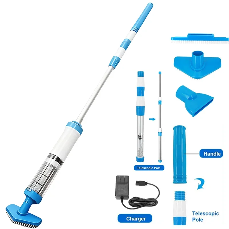 مكنسة كهربائية لاسلكية محمولة 3 في 1 لحمام السباحة وقت تشغيل طويل 100+ دقيقة قابلة لإعادة الشحن منظف حمام السباحة لحمامات السباحة المنزلية