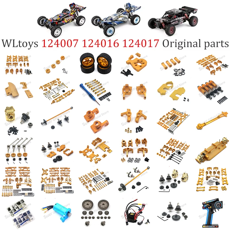 Pièces de mise à niveau RC Wltoys 124016 124017 124019 124007 1:12 : Bras oscillant, biellette de direction, coupelle de direction, arbre de transmission, engrenage, servomoteur
