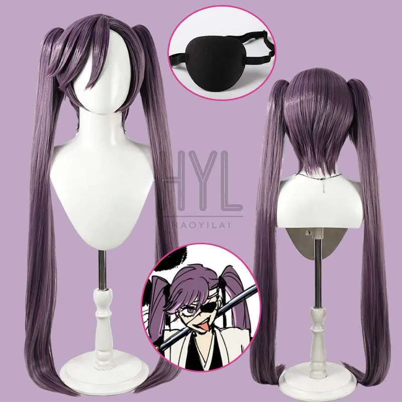 Anime Saito Furofushi Cosplay Wig Purple Long Synthetic Hair Eyepatch For Women Men Halloween Carnival Party Costume Props