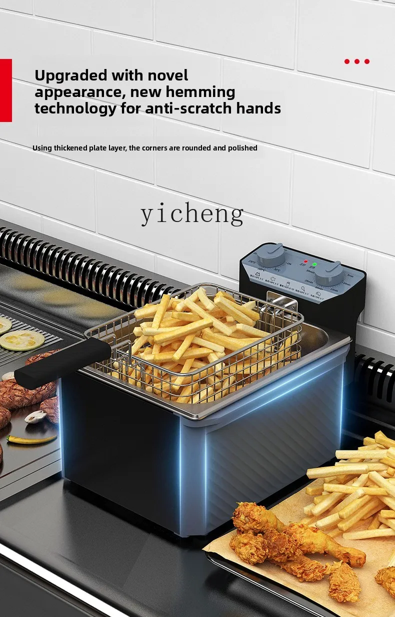 TQH Commercial Double Cylinder Fryer Fried Chicken Rice Fries Machine Timed Single Cylinder Electric Fryer