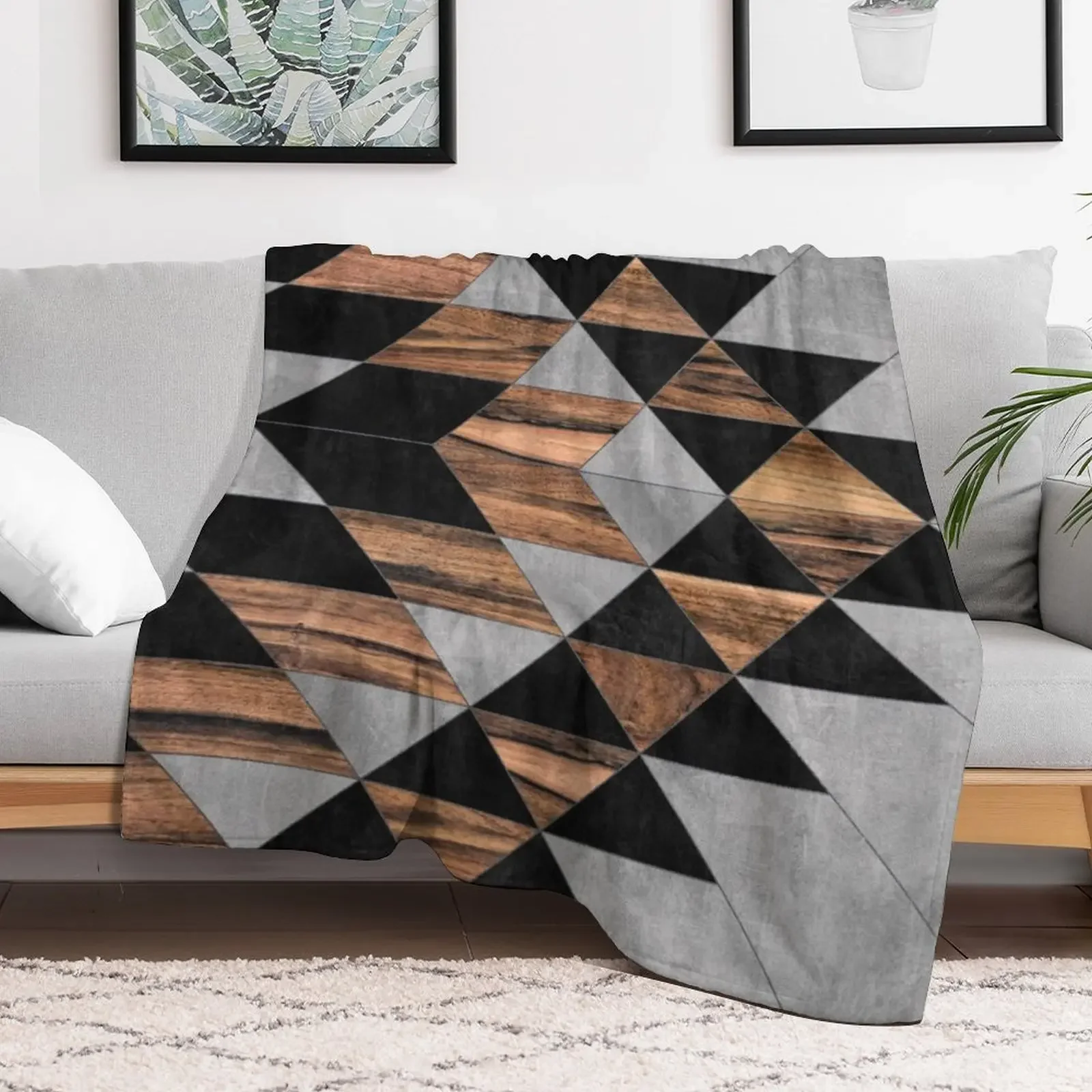 Urban Tribal Pattern No.10 - Aztec - Concrete and Wood Throw Blanket Bed Tourist Thin Blankets