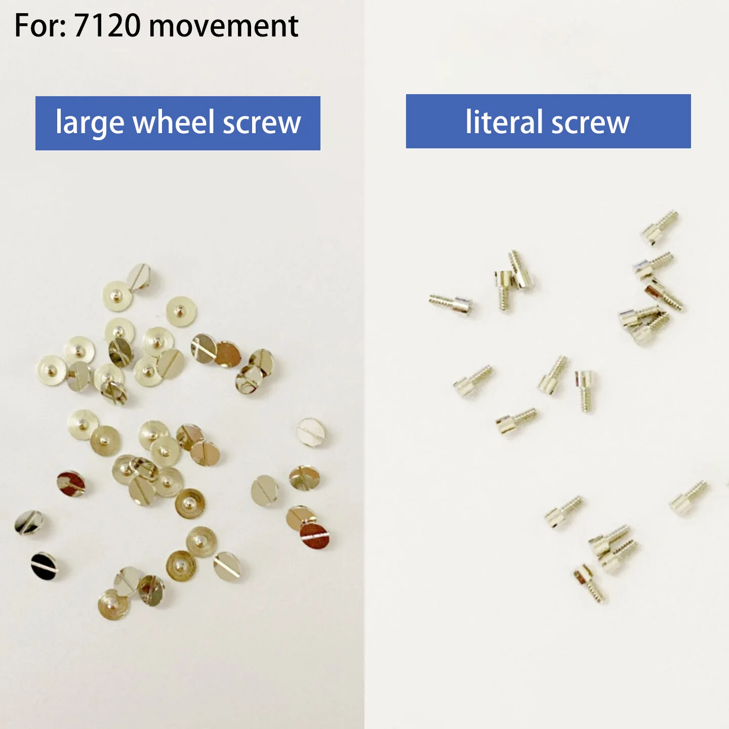 Tornillo de rueda grande de acero, accesorio para reloj, adecuado para piezas de tornillo doméstico de movimiento 7120