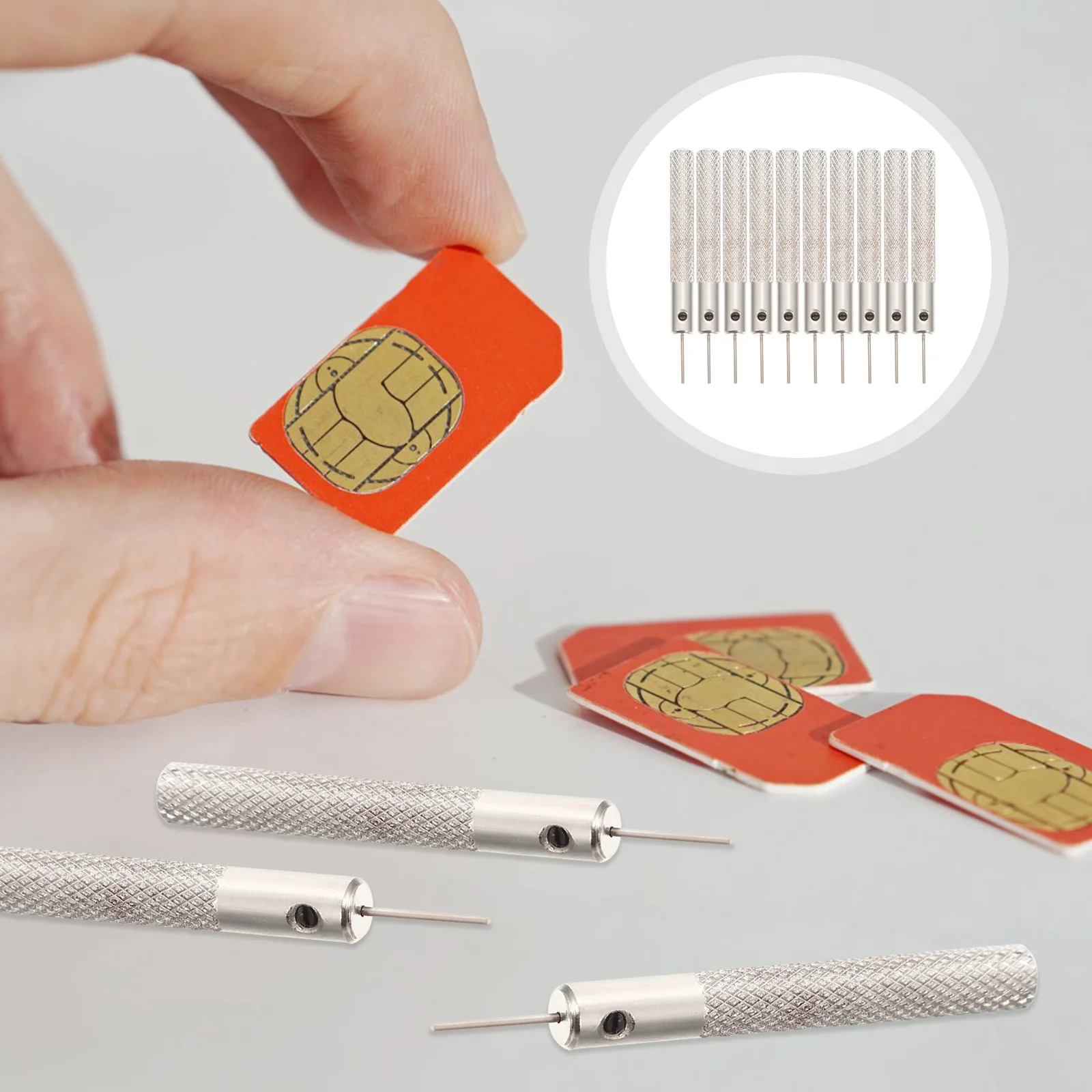 10 Pcs Sim Card Reader Mobile Phone Removal Tool Remove Pin Eject Removers Iron Opener Ejectors