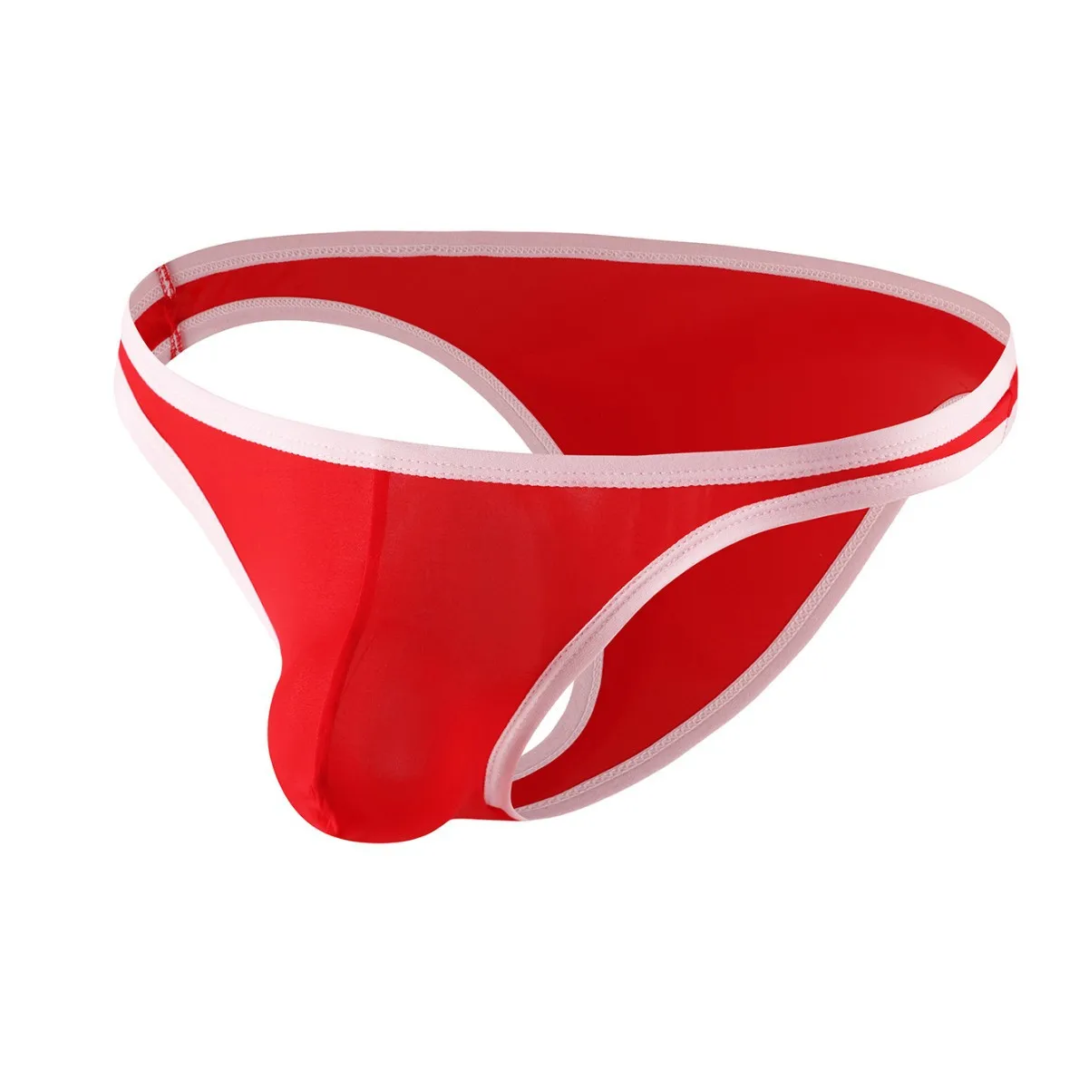 Men's Sexy T Back Thong Summer Ice Silk Quick Drying Cool Feel Sports Underwear Gays Low Waist U Convex Pouch Open Butt G-string
