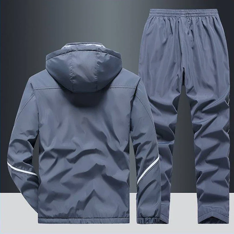 Men's Tracksuit Winter Sportswear Suit Casual 2 Pieces Sets Plus Velvet Sport Suit Fashion Male Fitness Warm Clothing