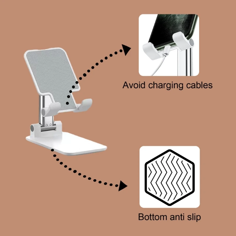 Ajustar suporte celular para portátil conveniente, suporte flexível, designs dobráveis, suporte para celular