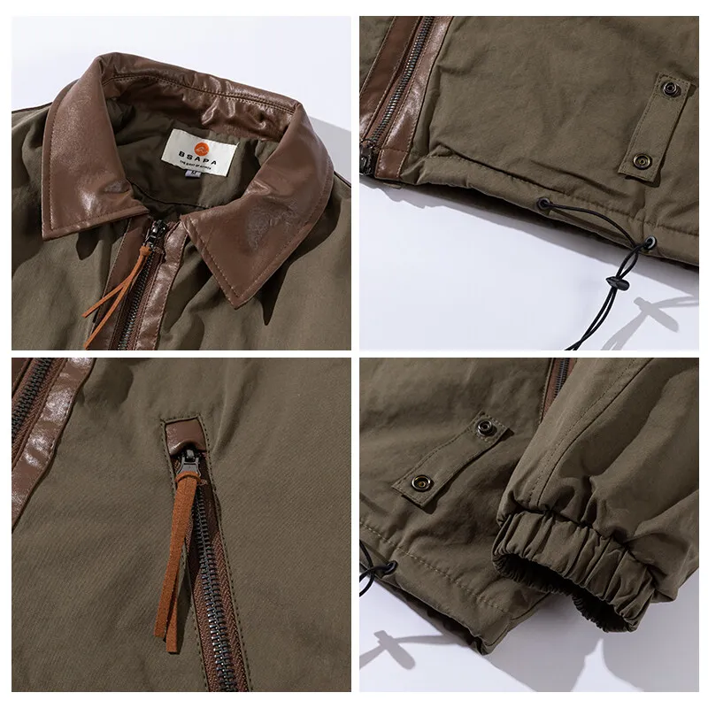 Collar pieced leather coat cotton-padded coat warm men and women winter clothing new