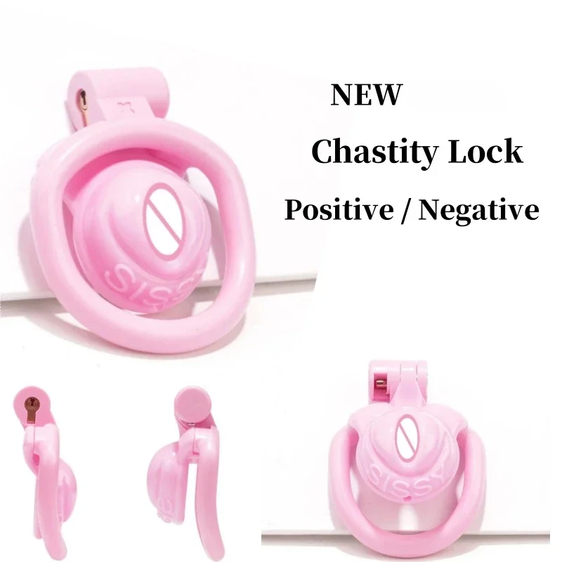 2024 New Pink Chastity Cage Positive / Negative 4 Size Ring BDSM Cock Cage Gay Sissy Mimic Female Lower Body Adult Sex Toys 성인용품