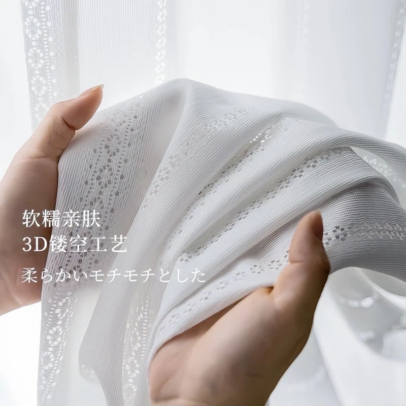 Anti-UV Hollow White Sheer Curtains for Living Room Bedroom Privacy Window Tulle Curtain Heavy Fabric Custom Size
