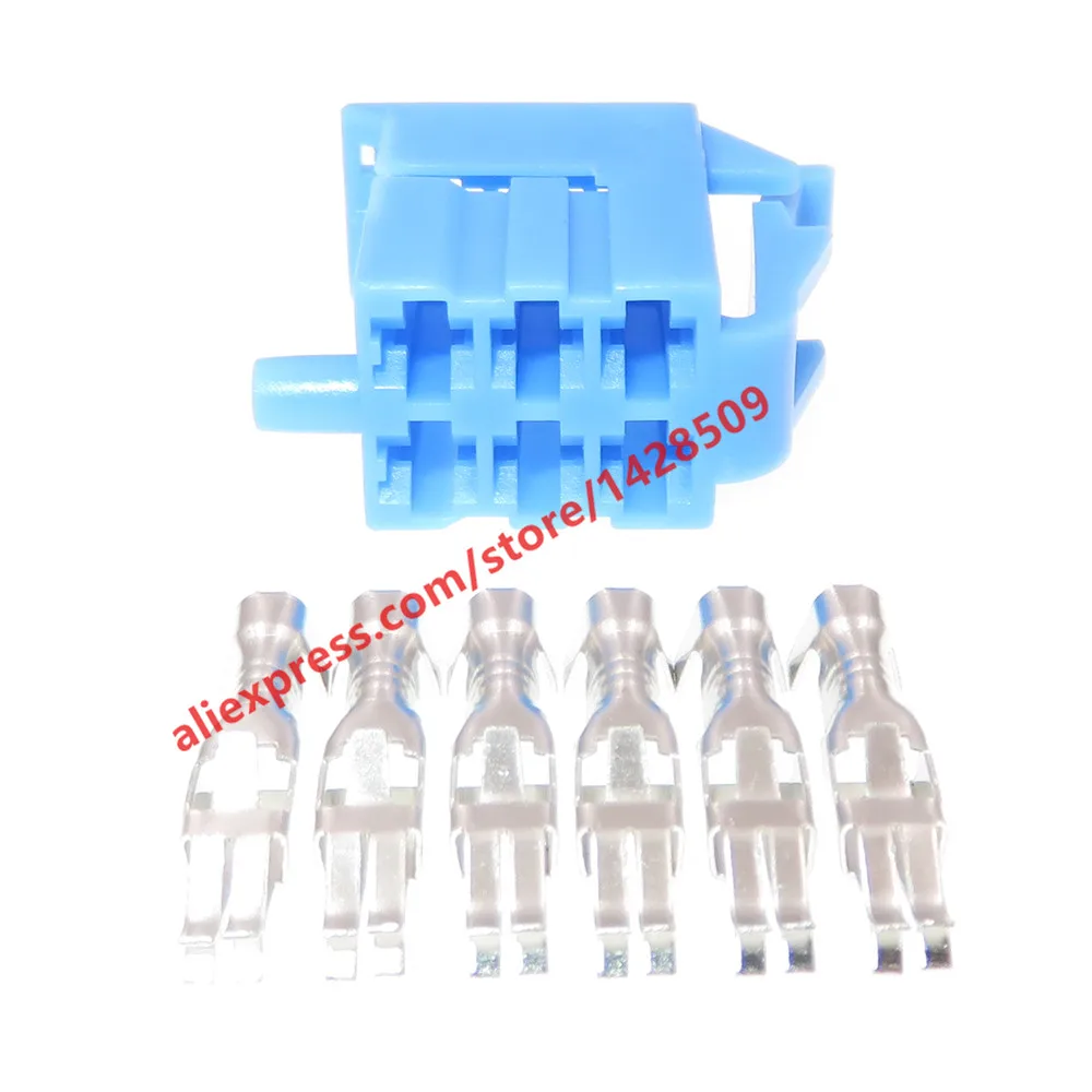 1 Set 6 Pin 3.5mm Blue Color Automotive Electric Socket Connector With Terminals