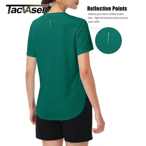 Imagen 2 del producto TACVASEN UPF 50+ Camisetas de entrenamiento para mujer, manga corta, protección solar, camiseta absorbente de secado rápido, verano, yoga, atletismo, correr, gimnasio