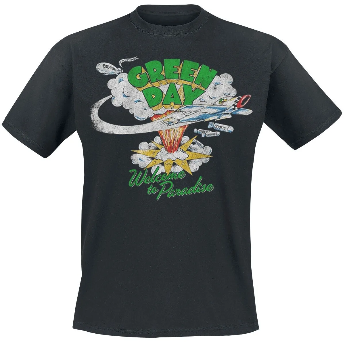 Green Day Welcome To Paradise Print Cotton T-shirt Men Women Punk Rock Band Unisex Short Sleeve Casual Tee