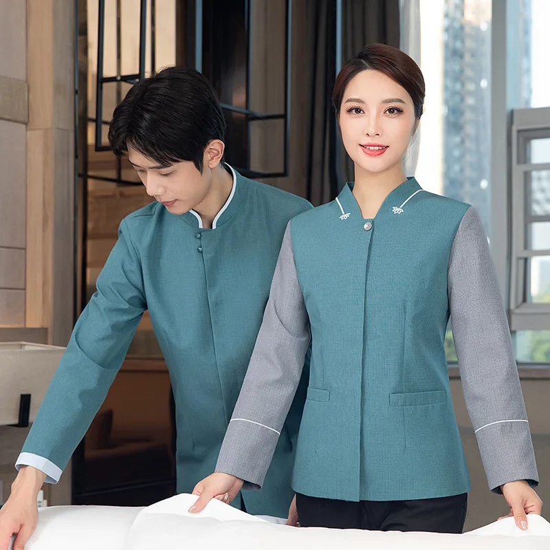 

Осенне-зимняя спецодежда для уборщиков: комплект с длинным рукавом для персонала по уборке помещений, одежда для уборщиц, униформа для персонала отелей, для мужчин