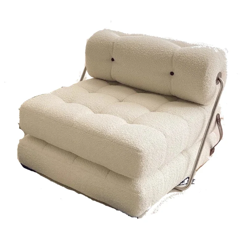 

Sofa Bed Fold Cream Style Lamb Fleece Leisure Folding Dual Use Single Small Unit Living Room Balcony Leisure Sofa for Lazy S0fa