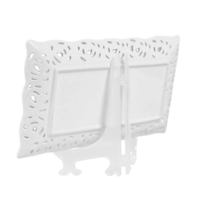 5 Pcs Foldable Tray Bracket Portable Easels Plate Holders Clear Display Stand Rack Weddings Photo Picture Frame Display Stand