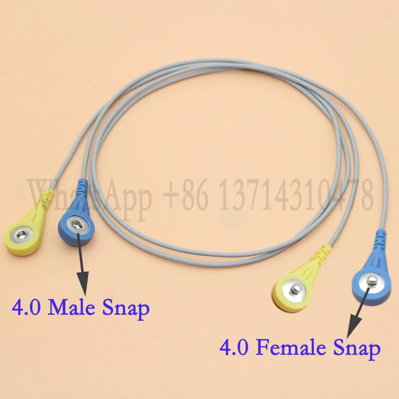 1000 pieces Length 700mm ECG Electrode Adapter Cable 4.0 Male to Female Snap.