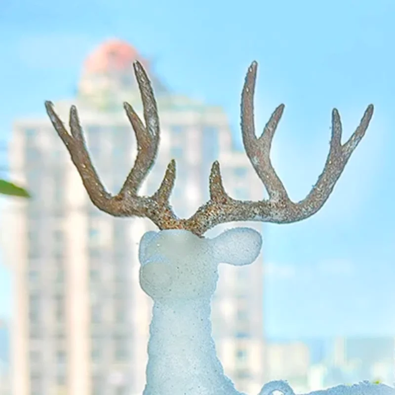 Plastic Crystal Flash Deer Christmas Forest Elk Dessert Table Decor Christmas tree Ornaments Home Kid Naviidad Gift Shop Display