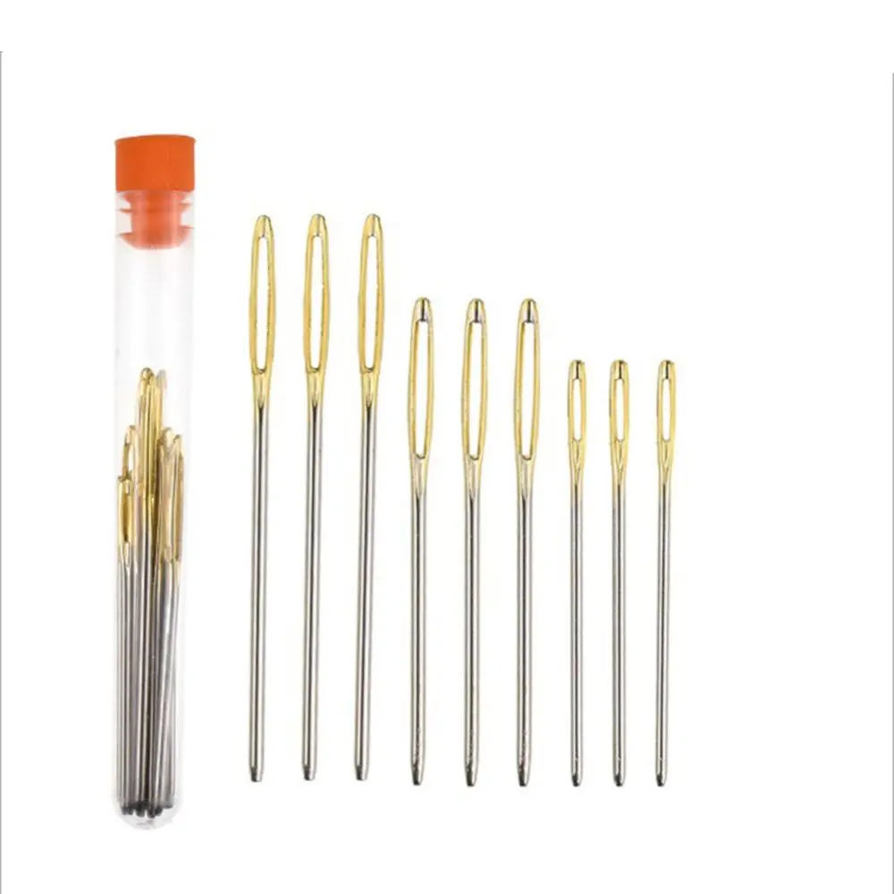 9 قطعة/المجموعة جديد عبر غرزة التطريز الحياكة غزل الجلود DIY اليدوية إبر العين الكبيرة #1