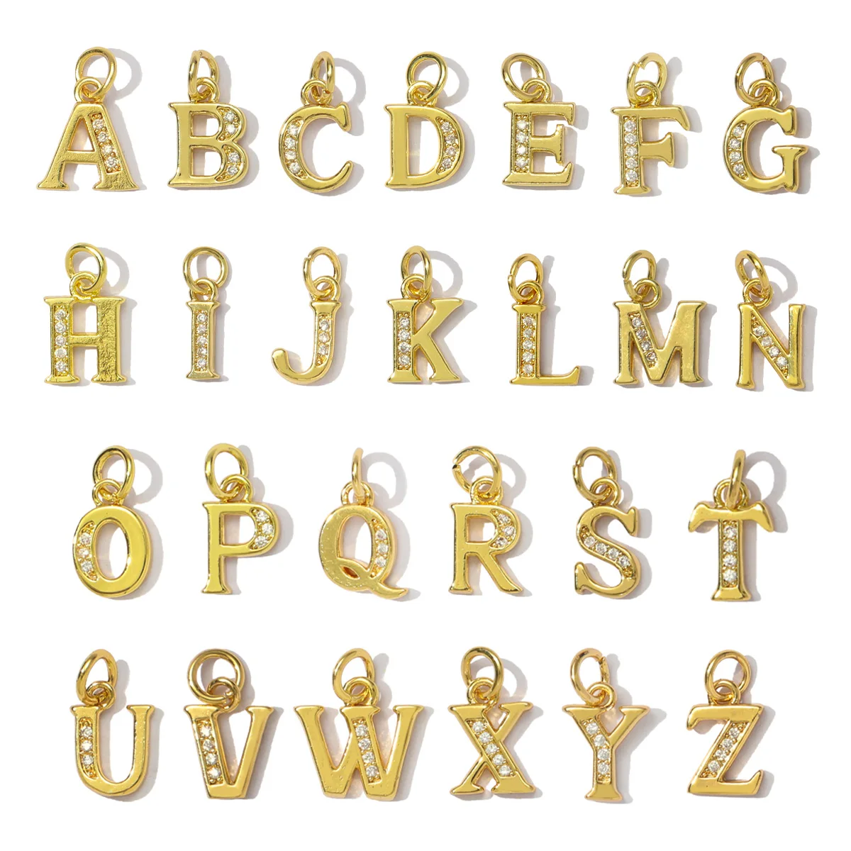 3Pcs/Lot Copper Fashion 26 Alphabet Charms From A-Z Micro Pave Zircon Initial Letter Couple Name For DIY Jewelry Making