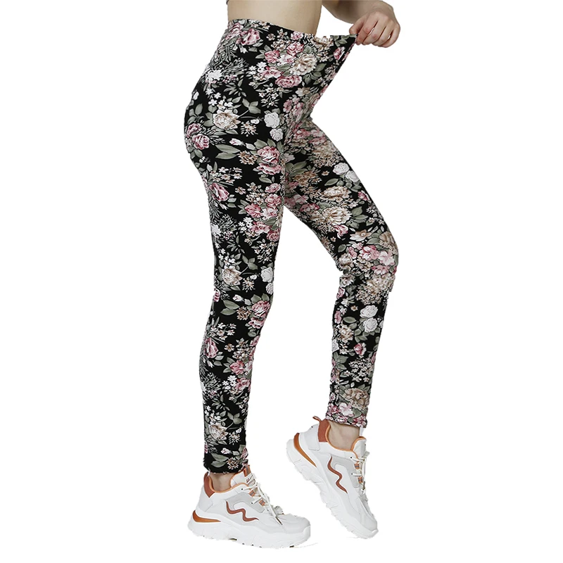 PD58 Abbigliamento da DONNA floreale scuro con leggings al 9% per pantaloni da yoga per sport all\'aria aperta