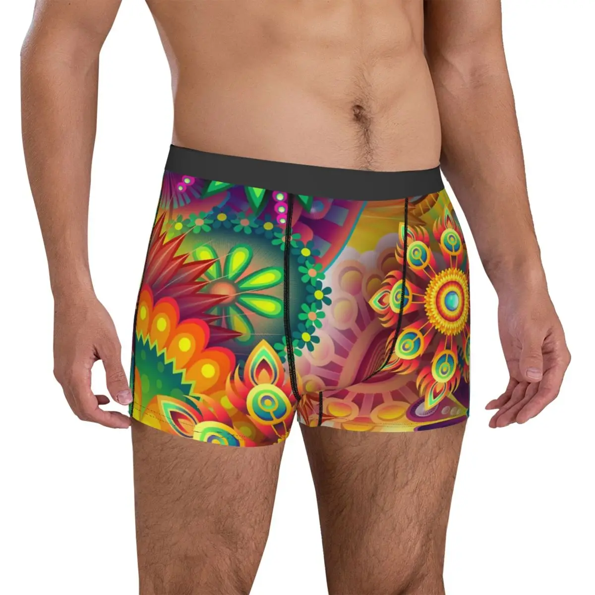 Flower Power Underwear Vintage Floral Print Male Shorts Briefs Sexy Boxershorts Hot Custom Plus Size Underpants