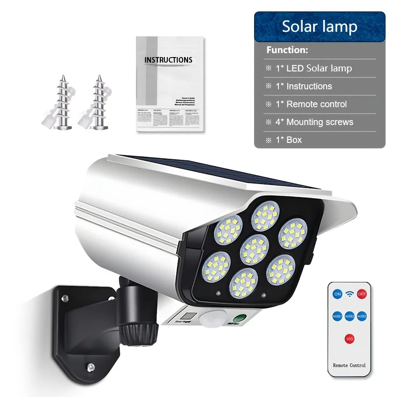 77LED Solar Light Simulation Security Dummy Camera Motion Sensor Outdoor Night Light IP65 Waterproof Lamp 3 Mode Home and garden