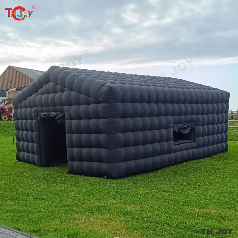 Barraca inflável preta da boate de 8x6m com luz da discoteca n máquina da névoa portátil carnaval inflável festa tenda casa