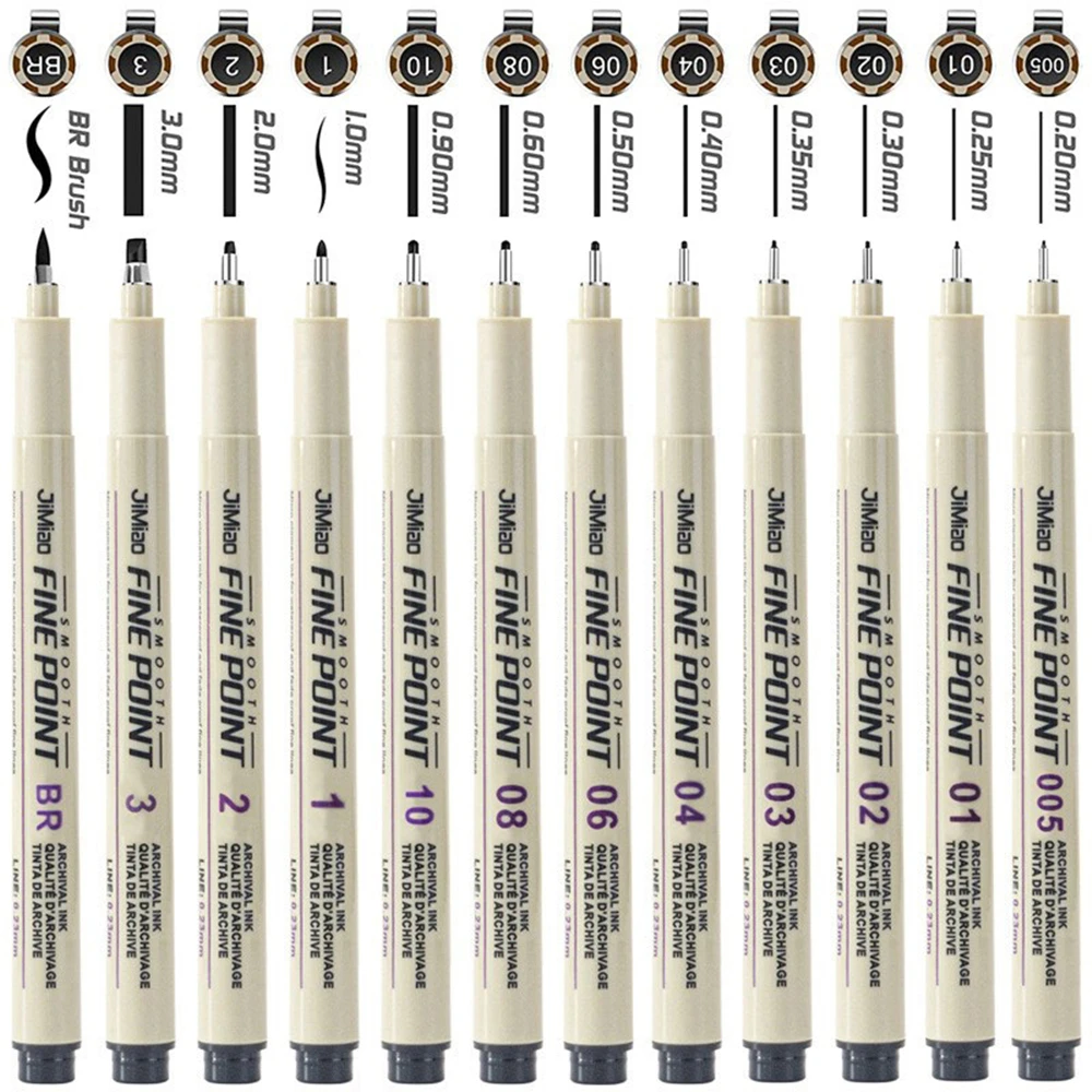 

Микро-линеры, черные ручки для рисования, набор водостойких чернил, ручки для контуров и эскизов, набор для точного рисования и скетчинга