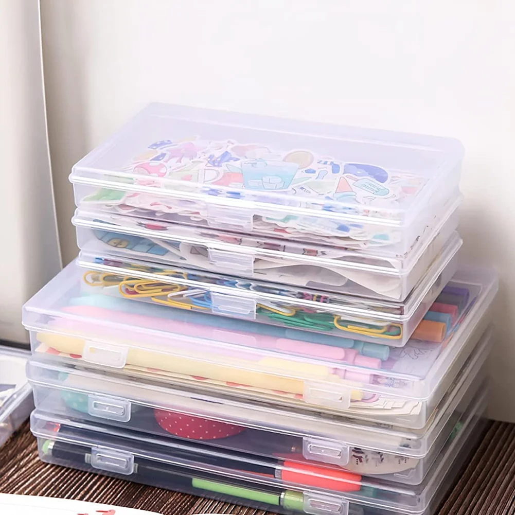 

ABPP-12-Pack Clear Plastic Storage Containers, 8 X 5 X 1.75 Inch Empty Hinged Box, Stackable Organizer