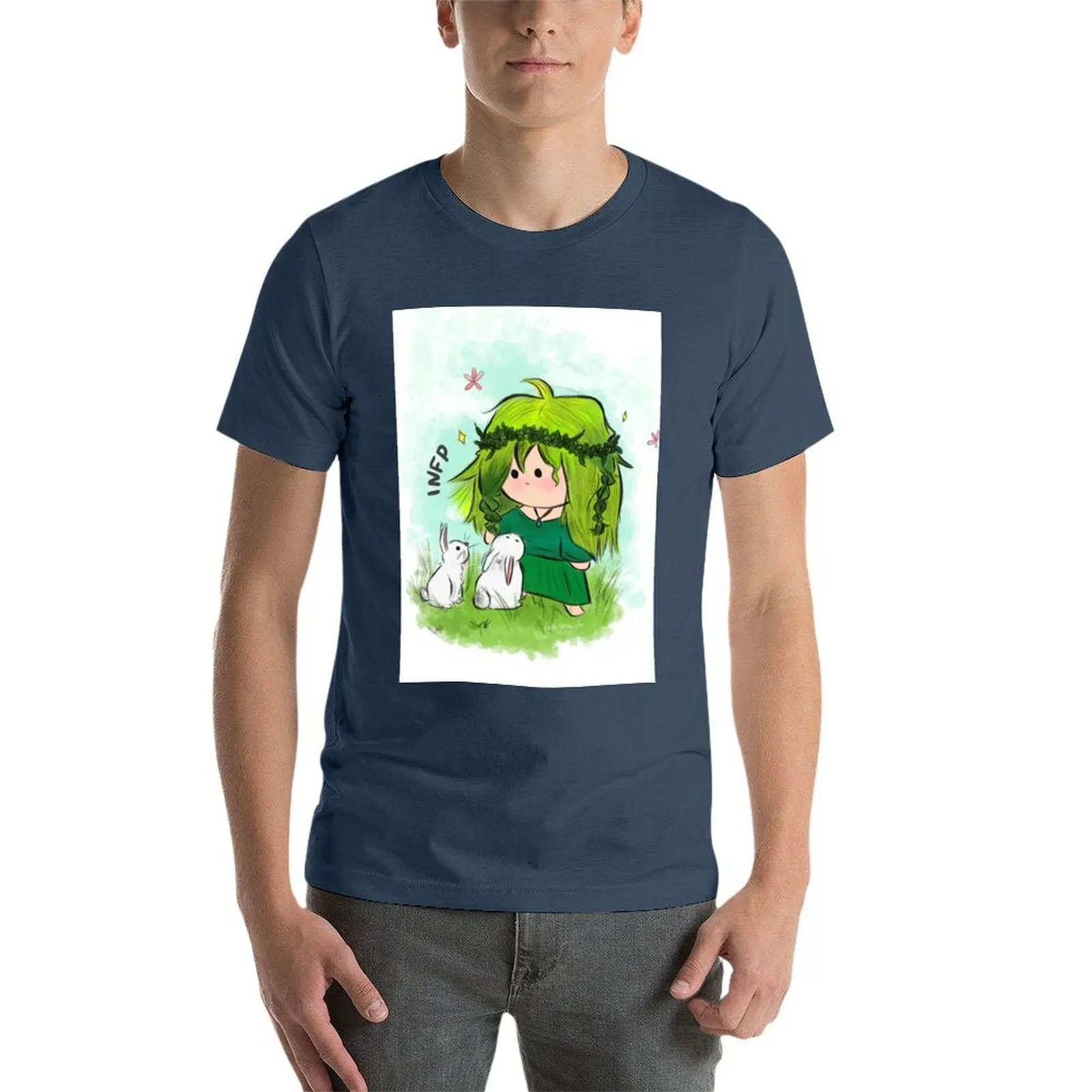 تشيبي MBTI: INFP تي شيرت رجل تي شيرت للرجال عادية القطن تي شيرت رجل 100% تي شيرت
