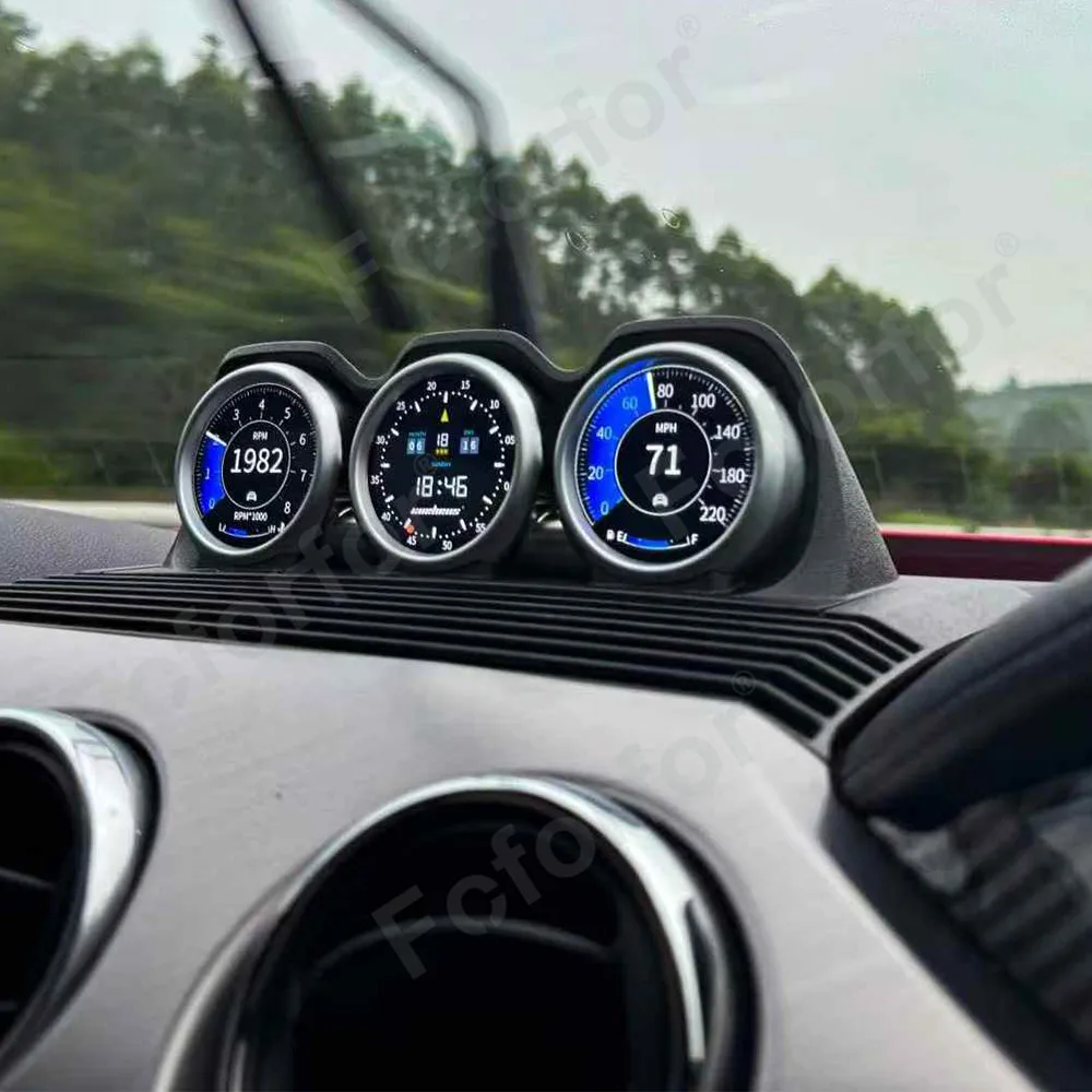US Stock Three Zone Screen Car Digital Cluster Virtual Cockpit Screen For Ford Mustang 2015-2023 Odometer Dashboard Speed Meter