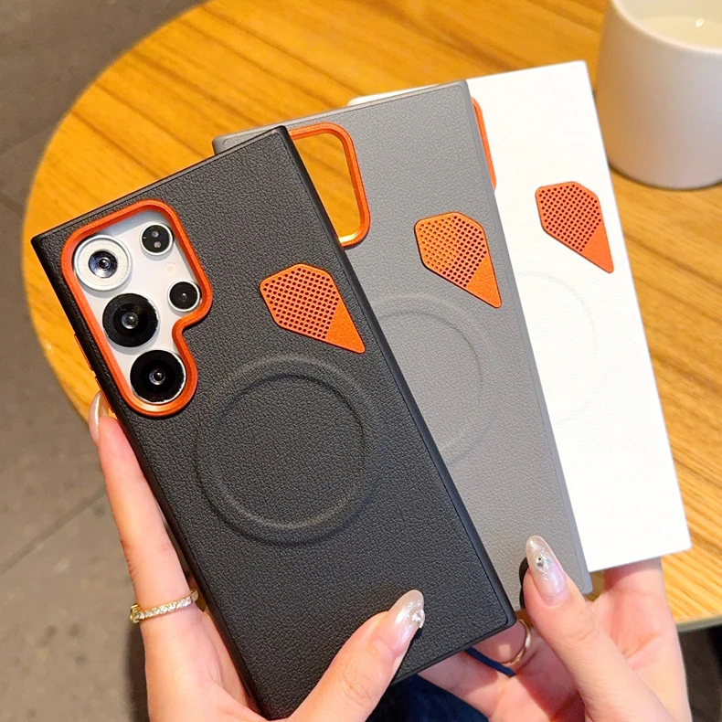 

For Samsung Galaxy S25 Ultra Case Hard PU Magnetic Wireless charging Protective Back Cover For Samsung S25 S24 Plus 25edge Shell