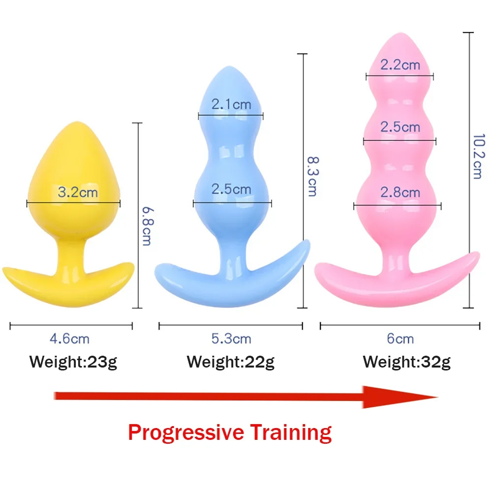 3 قطع من المكونات الشرجية TPE للمبتدئين إلى المقابس الشرجية المدببة الناعمة المتقدمة، اختراق الشرج، مقاوم للماء، آمن للجسم، سهل التنظيف