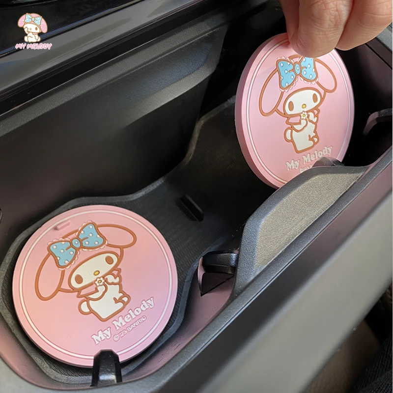 Sanrio Car Decorative Water Coaster Cute Water Cup Anti-Slip Sun Protection Mat Car Cartoon My Melody Car Decoration Accessories view 4