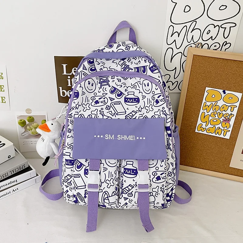 

Schoolbag Female junior high high appearance level large capacity graffiti 2022 new summerLaptop Book Packbackpack